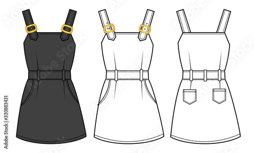 dress  fashion flat sketch template