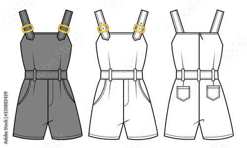 jumpsuit  fashion flat sketch template