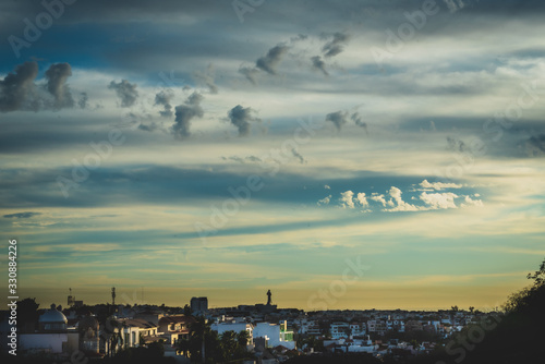 stunning sunset over the city