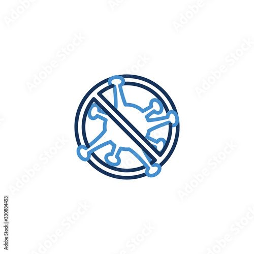 Icon forbidden virus thin line blue color ,Corona Virus. 2019-nCoV. Corona Virus in Wuhan, China, Global Spread, and Concept of Icon of Stopping Corona Virus ,vector illustrator