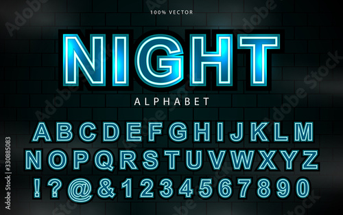 Abstract glowing and light neon effect font alphabet. Minimal modern headline fonts and numbers. Typography typeface uppercase lowercase and number. vector illustration