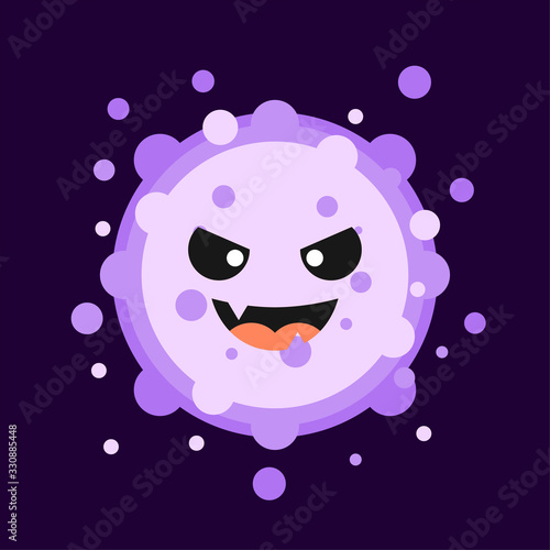 Corona Virus cartoon characters on color background Pathogen respiratory coronavirus 2019-nCoV from Wuhan, China. Suitable use for poster, element, mascot, emoji, emoticon. Covid-19, Sars, mers, flu, 