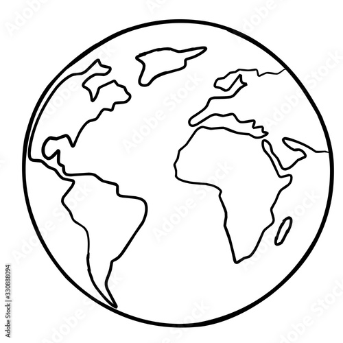 Planet earth. Coloring page. Vector illustration