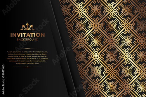 Luxury background. abstract black gold. black gold frame modern simple creative elegant with space of text can be used for Ramadan Islamic arabesque celebration invitation
