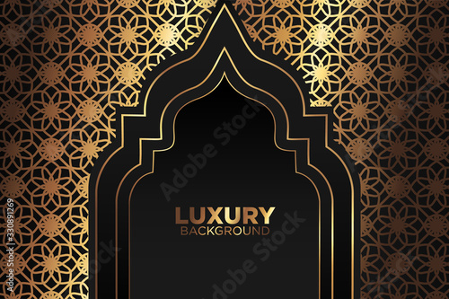 Luxury background. abstract black gold. black gold frame modern simple creative elegant with space of text can be used for Ramadan Islamic arabesque celebration invitation
