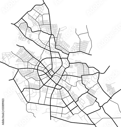 Ivanovo city map - town streets on the plan. Map of the  scheme of road. Urban environment, architectural background. Vector 