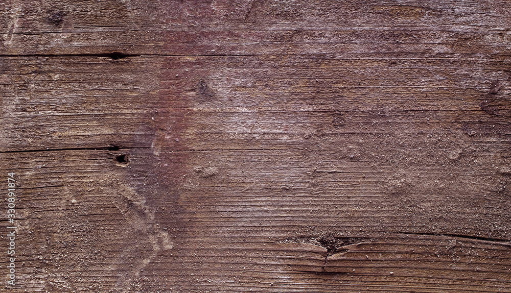 Weathered dirty wood texture, macro shot. Old brown wood surface with horizontal lines, stains, nail holes and sand particles. Wooden background image. Weathered dirty wood texture, macro shot. Old brown wood surface with horizontal lines, stains, nail holes and sand particles. Wooden background image.