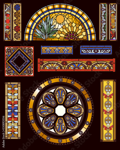 Antique Cathedral-Inspired Glass Kit - Borders Frames Backgrounds & Elements