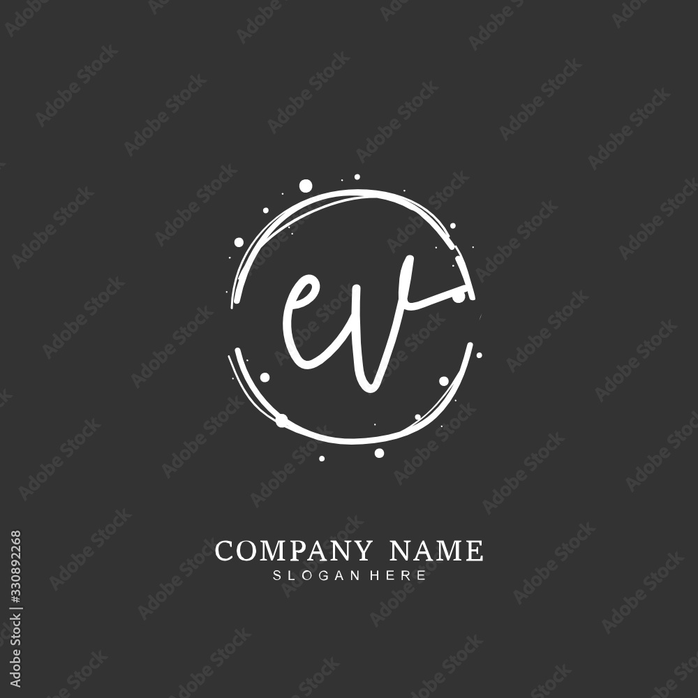 Handwritten initial letter E V EV for identity and logo. Vector logo template with handwriting and signature style. Handwritten initial letter E V EV for identity and logo. Vector logo template with handwriting and signature style.