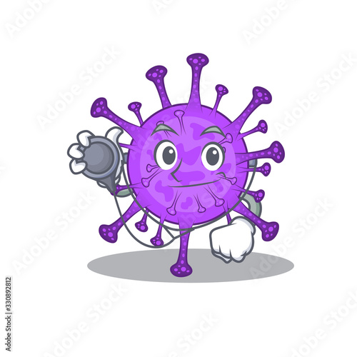An elegant bovine coronavirus in a Doctor Cartoon character with tools