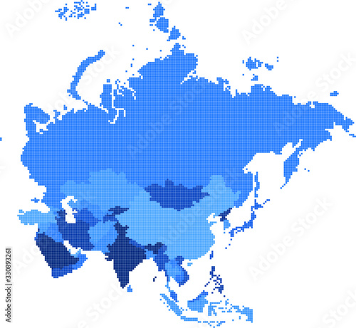 Square geometry shape Asia map.All elements are separated in editable countries. Vector illustration EPS10.