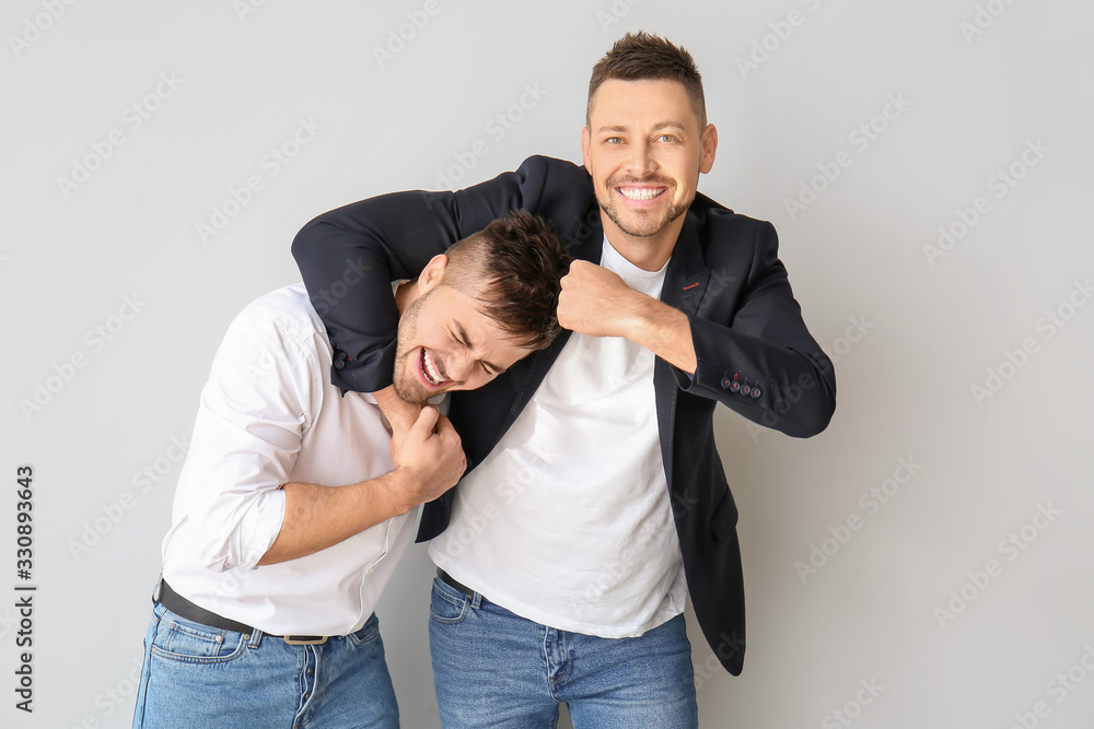 Portrait of happy friends on white background Portrait of happy friends on white background