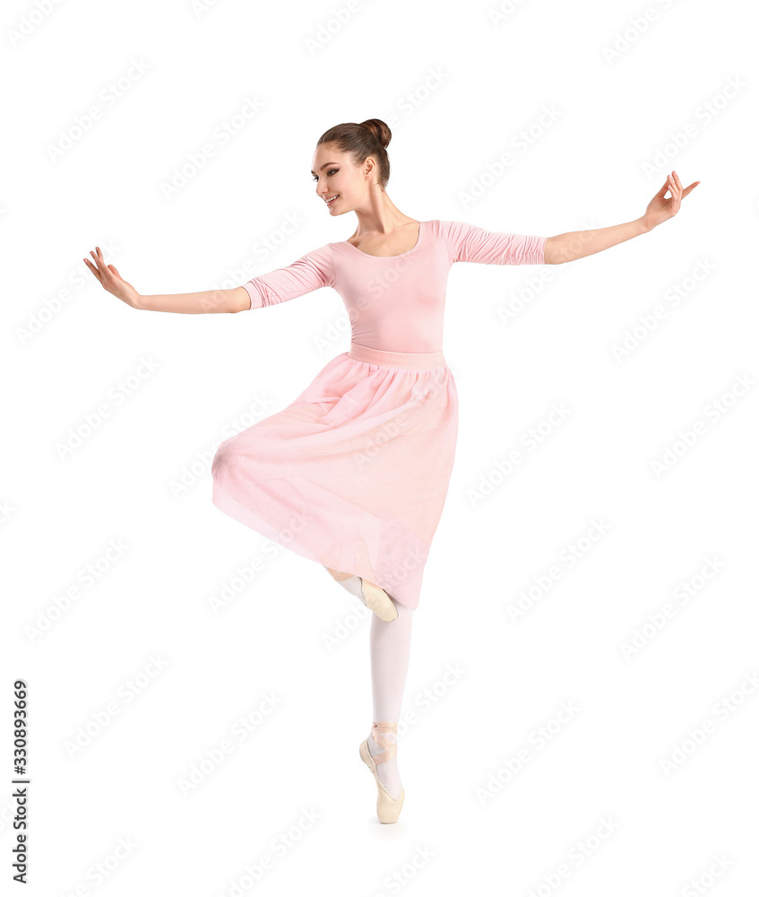 Beautiful young ballerina on white background Beautiful young ballerina on white background