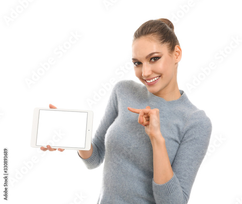 Young woman with tablet com...
