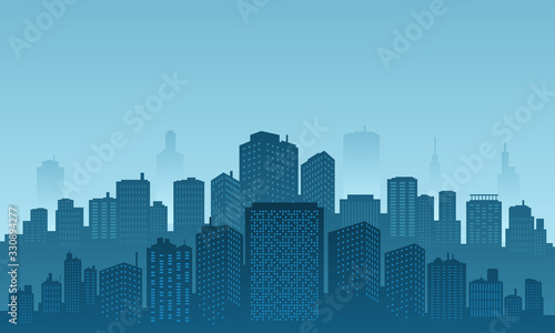 Silhouette of apartment building in the downtown.