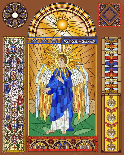 Antique Cathedral-Inspired Glass Kit - Angelic Saint Feature Piece - Borders Frames & Elements