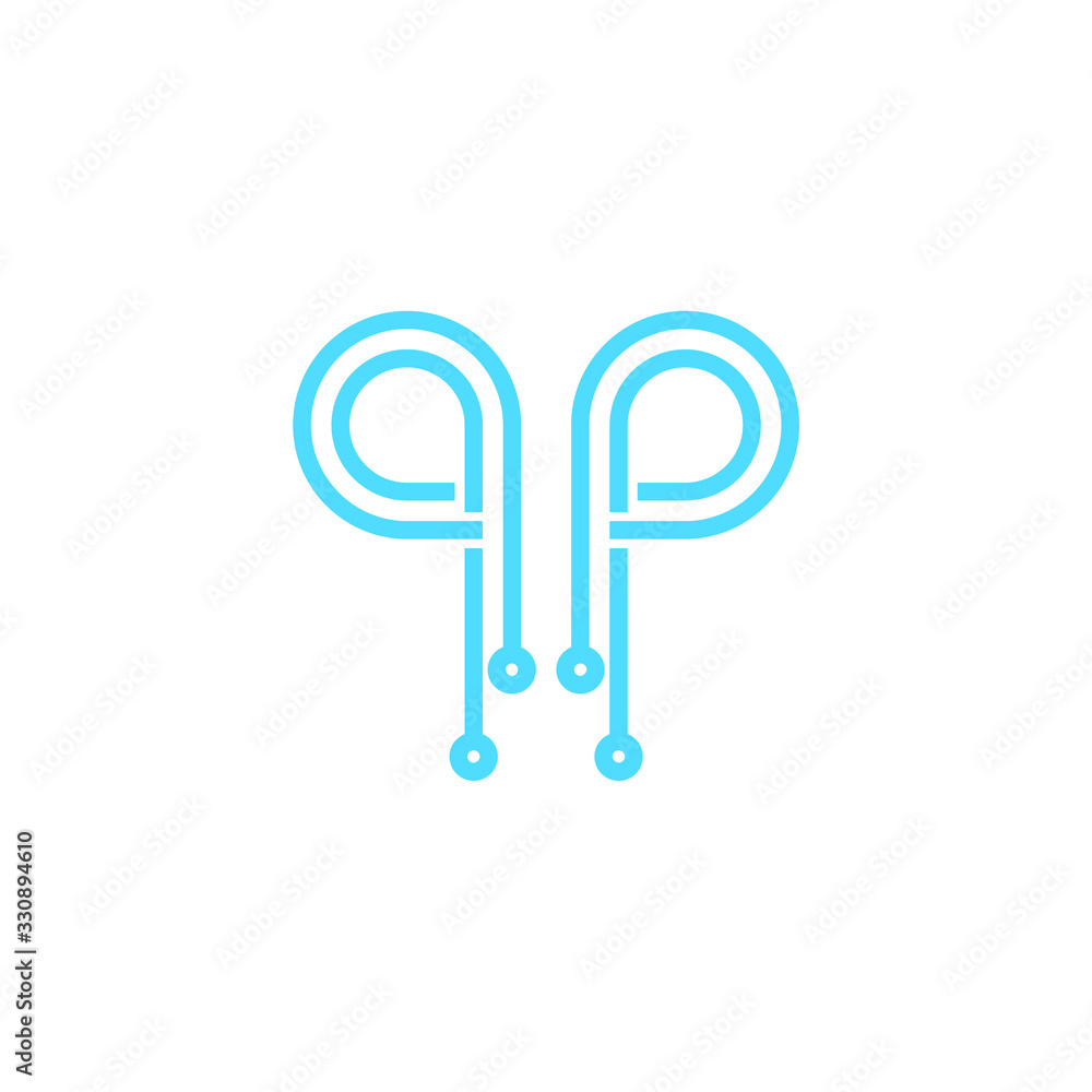 Vector Technology icon. Letter qp or pq logo. Vector Stock illustration. Vector Technology icon. Letter qp or pq logo. Vector Stock illustration.