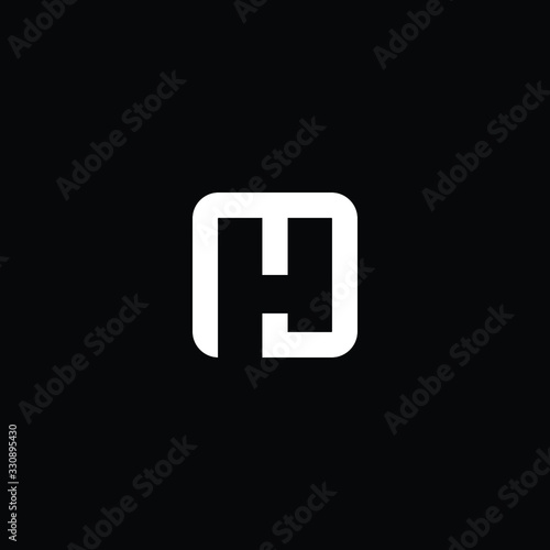 Minimal elegant monogram art logo. Outstanding professional trendy awesome artistic H HD DH MJ JM  initial based Alphabet icon logo. Premium Business logo White color on black background