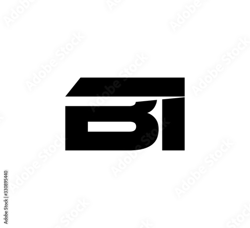 Initial 2 letter Logo Modern Simple Black BI