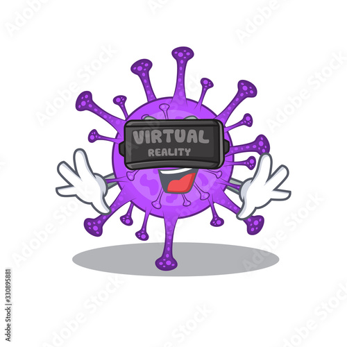 A picture of bovine coronavirus character with Virtual reality headset
