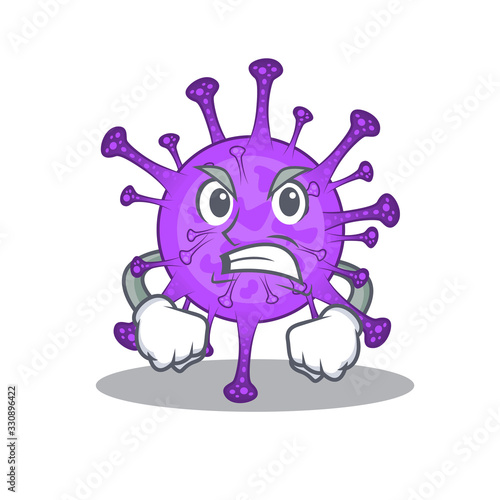 Bovine coronavirus cartoon character design with angry face