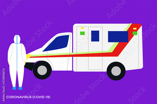 Vector illustration ambulance car. transportation for hospital patients with paramedic