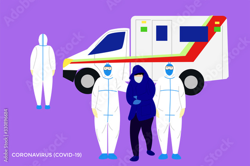 a patient was escorted by two paramedics after getting out of the ambulance