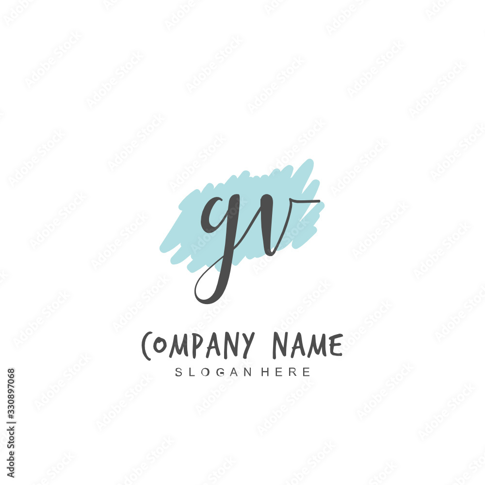Obraz premium Handwritten initial letter G V GV for identity and logo. Vector logo template with handwriting and signature style.