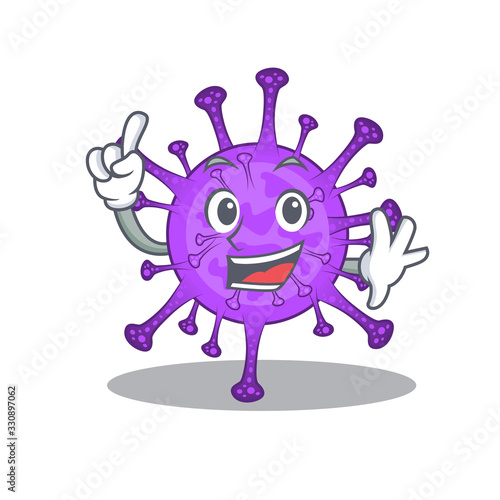 One Finger bovine coronavirus in mascot cartoon character style