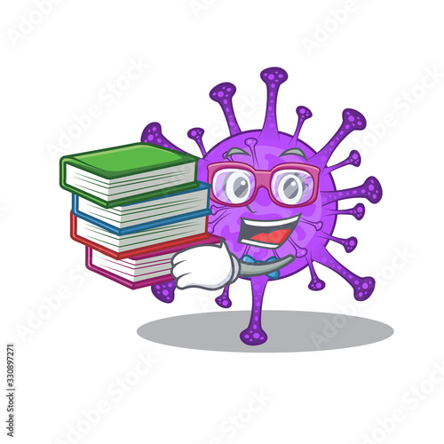 A diligent student in bovine coronavirus mascot design with book