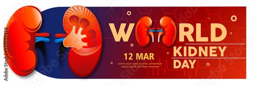 Illustration Of World Kidney Day Poster Or Banner Background.Kidney care logo design. Urology vector design. World kidney day logotype