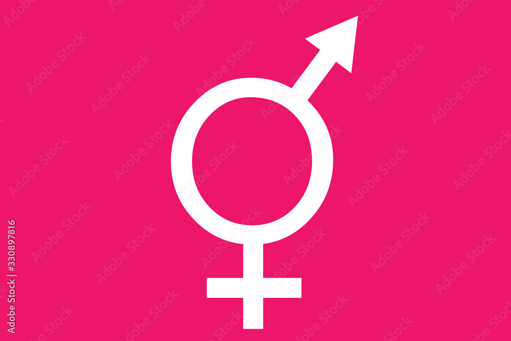 Gender symbols on a red background. Vector man and woman symbol. Gender symbols on a red background. Vector man and woman symbol.