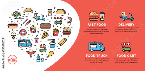 Street Fast Food Icon Banner