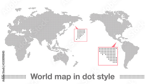 地図素材：世界地図 ドット タイル インフォグラフィック ダイアグラム モザイク