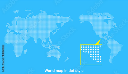 地図素材：世界地図　ドット　タイル　インフォグラフィック　ダイアグラム　モザイク