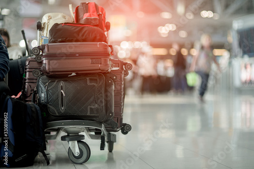 Airport luggage Trolley with suitcases