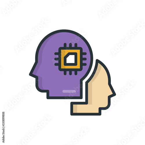 Artificial intelligence Filled Outline Vector icon Illustration