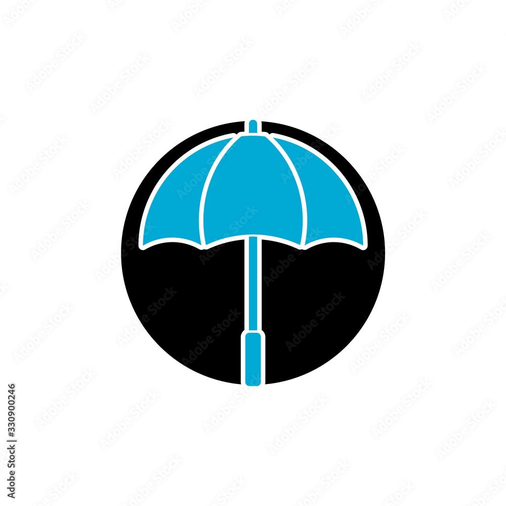 Blue umbrella icon isolated on white background 