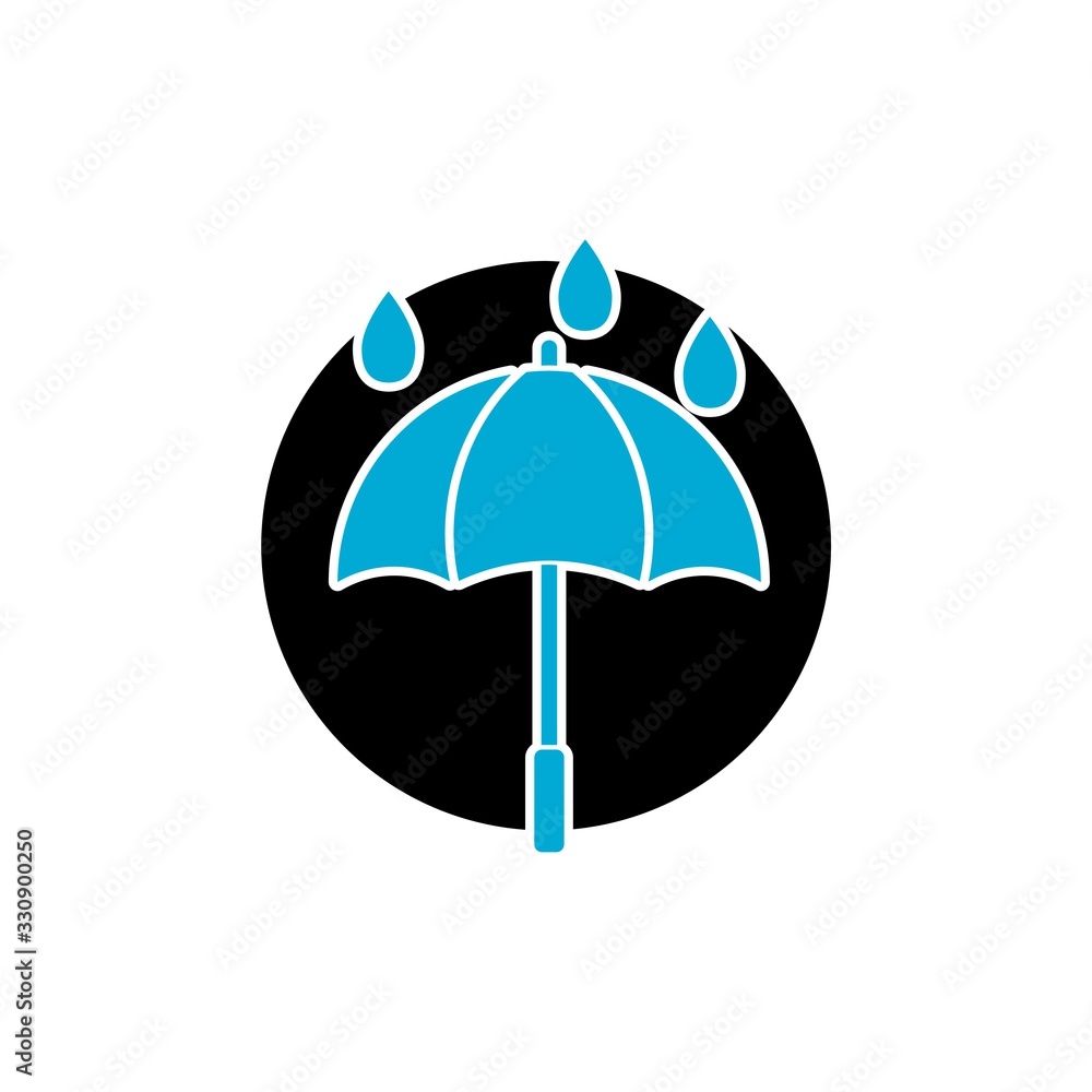 Blue umbrella icon isolated on white background 