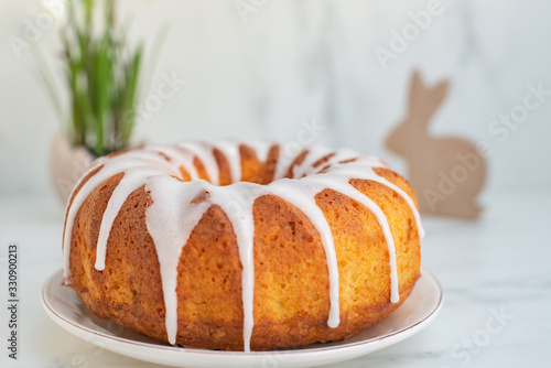 Fotografia, Obraz home made apple carrot sponge cake for easter