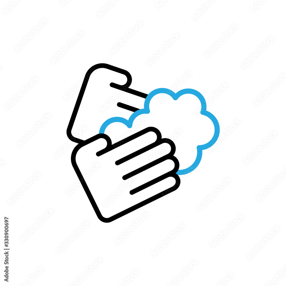Hands Wash With Soap Icon Vector. Outline Hand Washing With Soap Sign. Isolated Contour Symbol Illustration. Hands Wash With Soap Icon Vector. Outline Hand Washing With Soap Sign. Isolated Contour Symbol Illustration.
