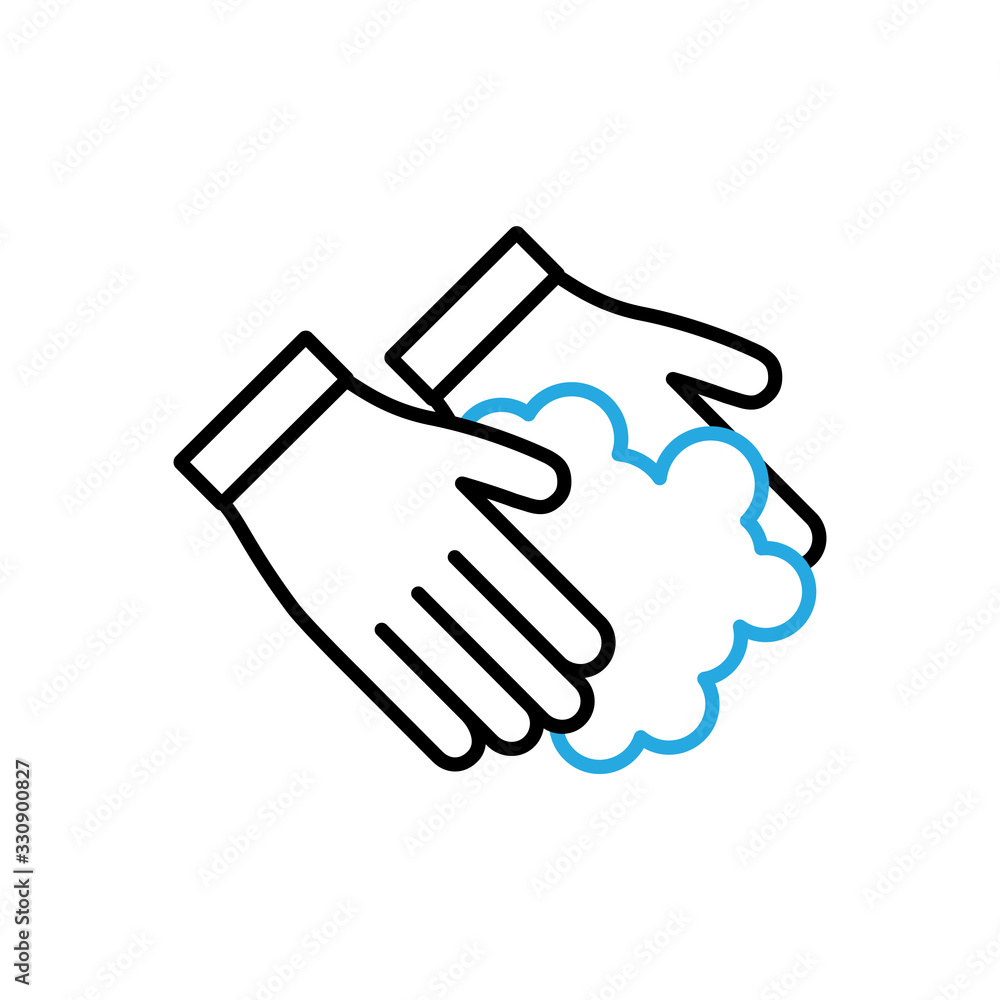 Fototapeta premium Hands Wash With Soap Icon Vector. Outline Hand Washing With Soap Sign. Isolated Contour Symbol Illustration.