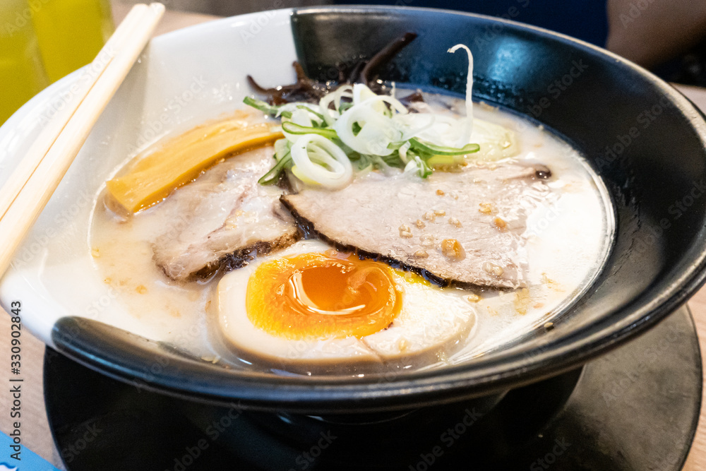 Japanese ramen with shashu pork and soft boiled egg Japanese ramen with shashu pork and soft boiled egg