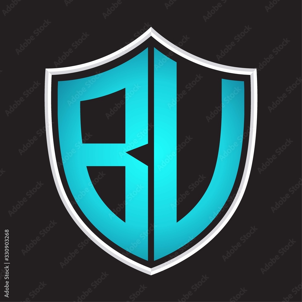 BV Logo monogram with shield shape isolated blue colors on outline design template BV Logo monogram with shield shape isolated blue colors on outline design template