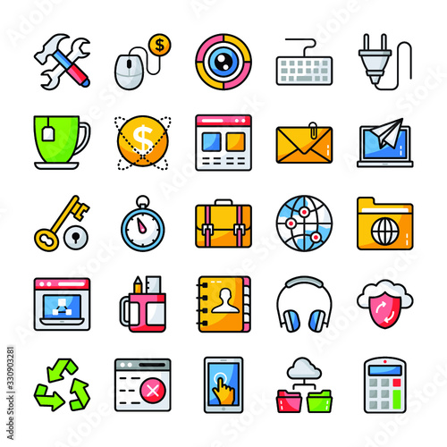 Seo Flat Vector Icons Set