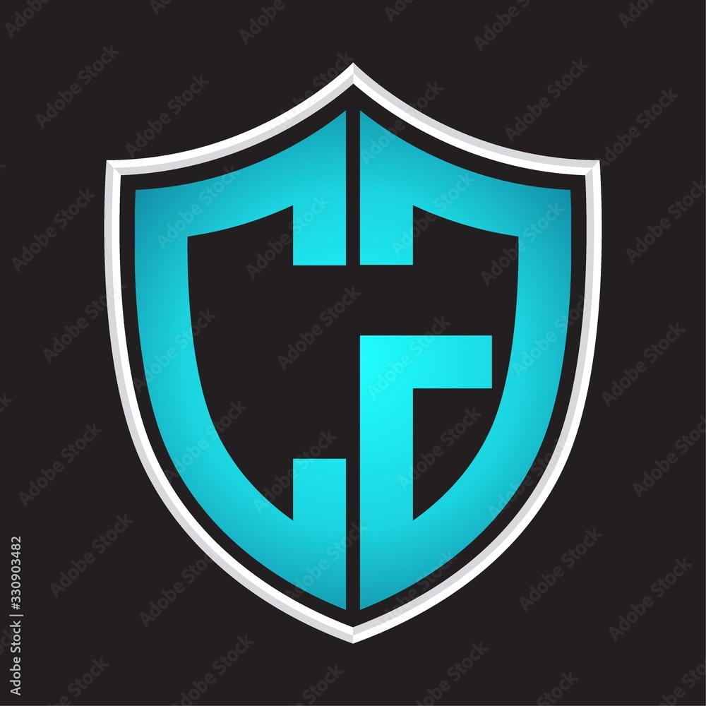 CG Logo monogram with shield shape isolated blue colors on outline design template CG Logo monogram with shield shape isolated blue colors on outline design template