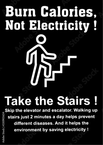 Climbing Stairs isolated on black background vector illustration.  Healthy Lifestyle concept. Benefits of Walking Instead of taking lift or elevator.