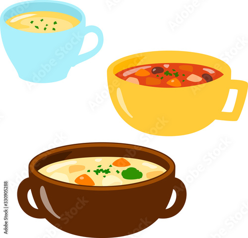洋風のスープのイラストセット