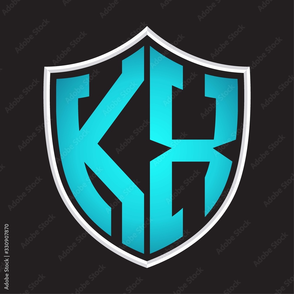 KX Logo monogram with shield shape isolated blue colors on outline design template KX Logo monogram with shield shape isolated blue colors on outline design template