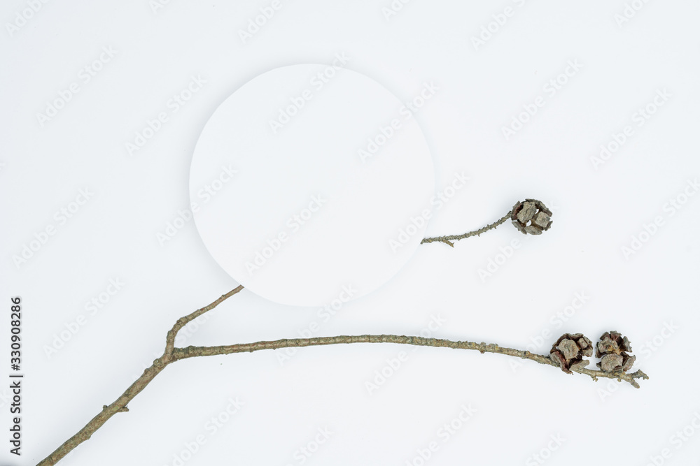 Fototapeta premium Creative layout made of papers and leaves Flat lay. Minimal nature concept.